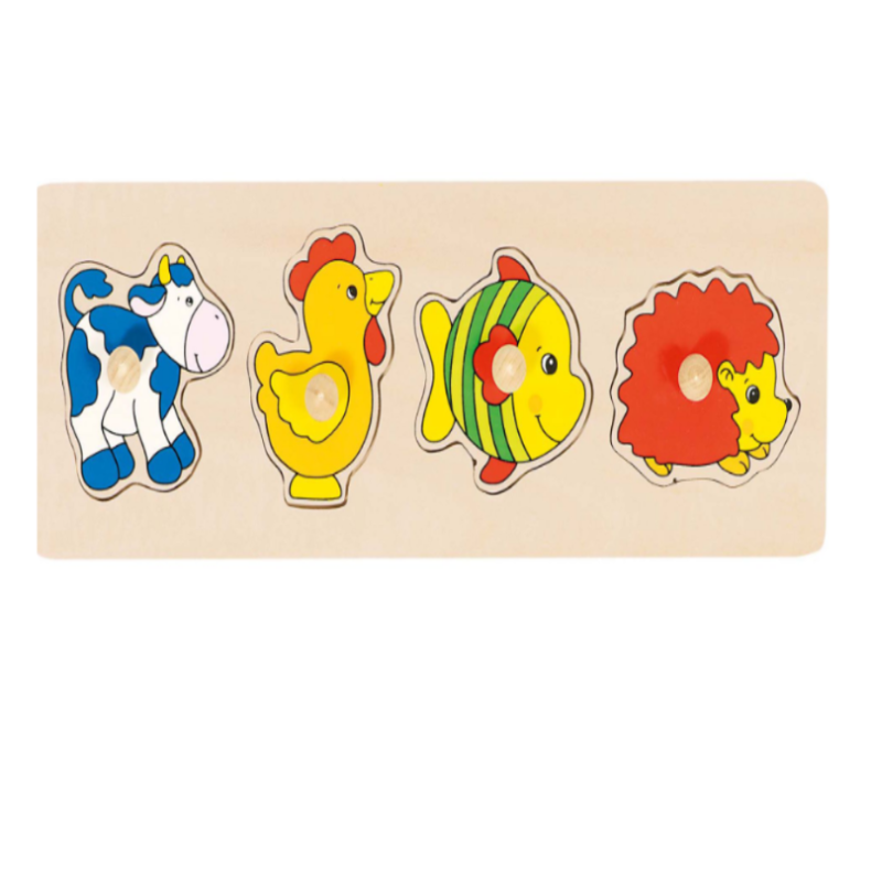 Goki - Knoppuslespil med 4 dyr i tr
